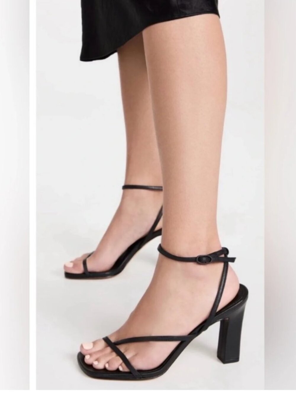 NEW Vince Strappy Marilyn Black Leather pumps with ankle strap